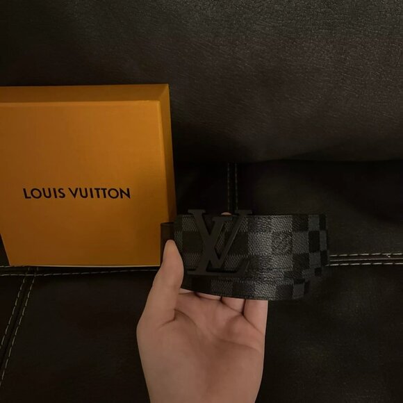 Louis Vuitton Belt Black Graphite Damier Belt Size M95/38